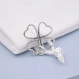 Love Heart Clover Crystal Necklace Pendant 925 Silver Charm Bracelet Jewelry