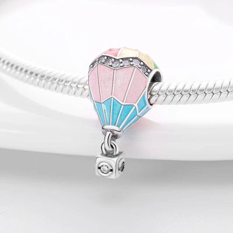 Silver Hot Air Balloon Charm Bead for Bracelet Jewelry