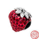 925 Sterling Silver Seed Strawberry Charms Fits Moment Bracelet Necklace DIY