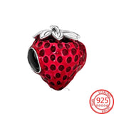 925 Sterling Silver Seed Strawberry Charms Fits Moment Bracelet Necklace DIY