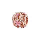 Silver 925 Beads for Jewelry Making Rose Pink Daisy Glass Beads