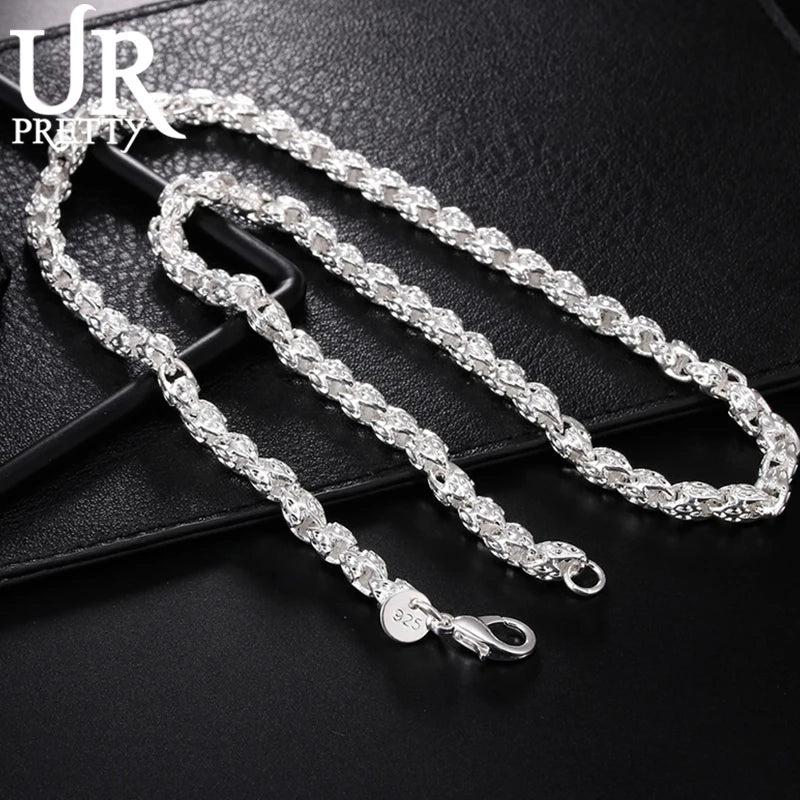 925 Silver Beaded Necklace 20/24 Inch Chain Woman Men Wedding Engagement