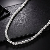 925 Silver Beaded Necklace 20/24 Inch Chain Woman Men Wedding Engagement