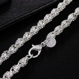 925 Silver Beaded Necklace 20/24 Inch Chain Woman Men Wedding Engagement