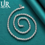 925 Silver Beaded Necklace 20/24 Inch Chain Woman Men Wedding Engagement