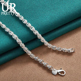 925 Silver Beaded Necklace 20/24 Inch Chain Woman Men Wedding Engagement