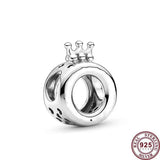 925 Sterling Silver Crown Carriage Beads for Women's Bracelet DIY Charm Jewelry