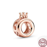 925 Sterling Silver Crown Carriage Beads for Women's Bracelet DIY Charm Jewelry