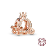 925 Sterling Silver Crown Carriage Beads for Women's Bracelet DIY Charm Jewelry