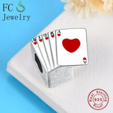925 Silver Poker Red Heart Letter Bead for Bracelet Making