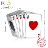 925 Silver Poker Red Heart Letter Bead for Bracelet Making