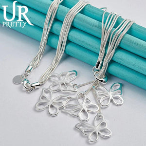 925 Silver Butterfly Necklace 18 Inch Chain Wedding Charm Jewelry