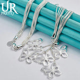 925 Silver Butterfly Necklace 18 Inch Chain Wedding Charm Jewelry