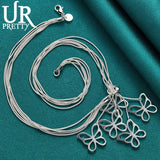 925 Silver Butterfly Necklace 18 Inch Chain Wedding Charm Jewelry