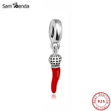 925 Sterling Silver Jalapeno Pendant Charm Bead - Red Pepper