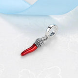 925 Sterling Silver Jalapeno Pendant Charm Bead - Red Pepper