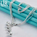 925 Sterling Silver Five Balls Snake Necklace For Man Woman