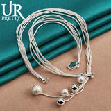 925 Sterling Silver Five Balls Snake Necklace For Man Woman