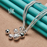 925 Sterling Silver Five Balls Snake Necklace For Man Woman