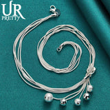 925 Sterling Silver Five Balls Snake Necklace For Man Woman
