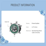 925 Silver Pirate Rudder CZ Charm for Bracelets DIY Jewelry