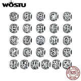 925 Sterling Silver DIY Letters Bead Charm Pendant Fit Bracelet Bangle
