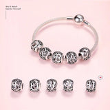 925 Sterling Silver DIY Letters Bead Charm Pendant Fit Bracelet Bangle