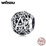 925 Sterling Silver DIY Letters Bead Charm Pendant Fit Bracelet Bangle