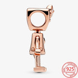 925 Silver Rose Enamel Bella Robot Charm for Bracelet