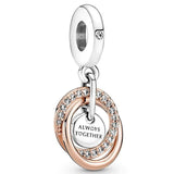 Infinity Family Hearts Pendant 925 Silver Charm for Bracelet