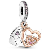 Infinity Family Hearts Pendant 925 Silver Charm for Bracelet