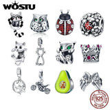 925 Sterling Silver Avocado Ladybug Charms Pendant for Bracelets