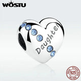 925 Silver Daughter Love Charm Bead CZ WST Bracelet DIY Gift
