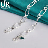 925 Sterling Silver Water Drops Stars Heart Bean Necklace 18 Inch Chain