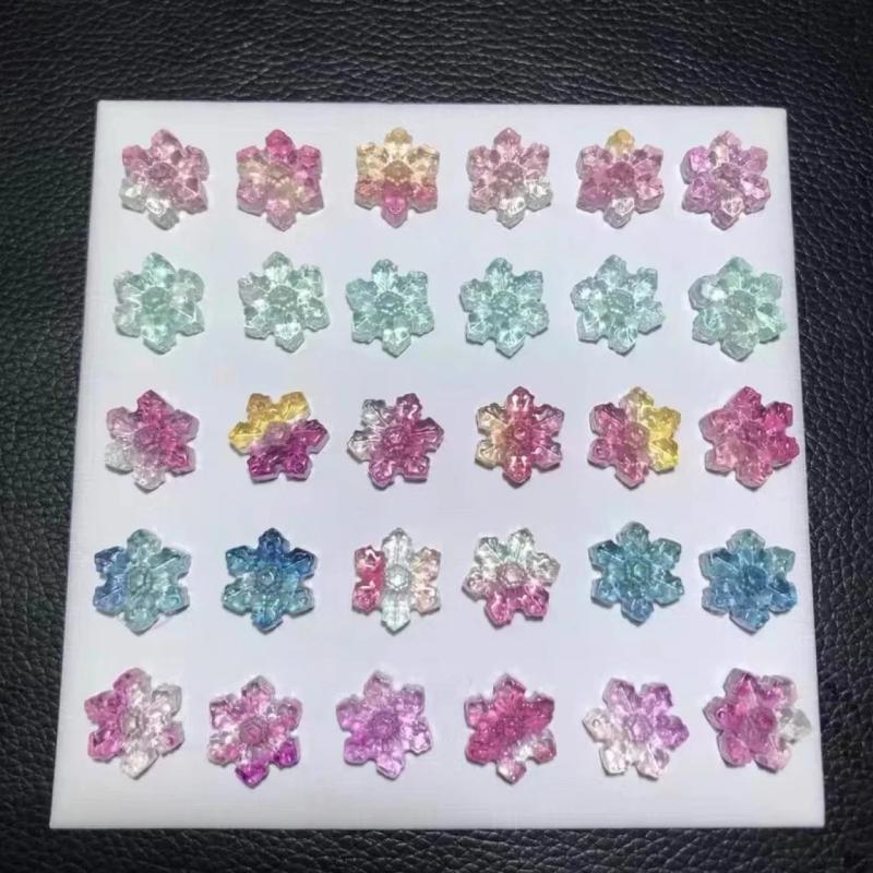Colorful Fluorite Snowflake Charms Beads for DIY Jewelry - Yellow Green