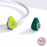 925 Silver Enamel Zircon Avocado Charm for Bracelet Making