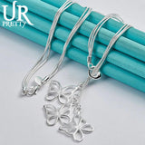 925 Silver Butterfly Necklace 18-Inch Chain Wedding Charm Jewelry