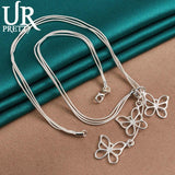 925 Silver Butterfly Necklace 18-Inch Chain Wedding Charm Jewelry