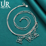 925 Silver Butterfly Necklace 18-Inch Chain Wedding Charm Jewelry