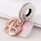Rose Sparkling Infinity Heart Family Forever And Always Pendant Beads