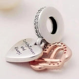Rose Sparkling Infinity Heart Family Forever And Always Pendant Beads