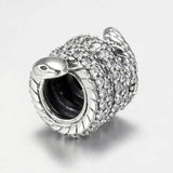 Sparkling Wrapped Snake Crystal Beads 925 Silver Charm Bracelet Bangle