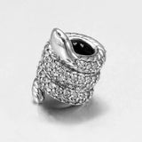 Sparkling Wrapped Snake Crystal Beads 925 Silver Charm Bracelet Bangle