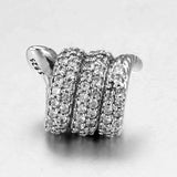 Sparkling Wrapped Snake Crystal Beads 925 Silver Charm Bracelet Bangle