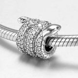 Sparkling Wrapped Snake Crystal Beads 925 Silver Charm Bracelet Bangle