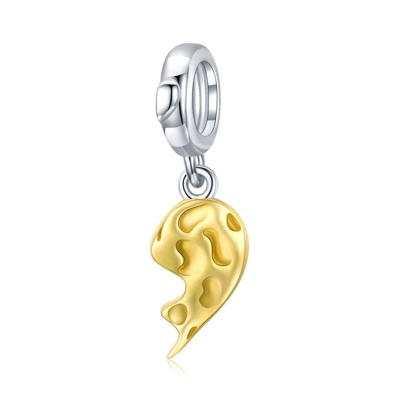 Wostu 925 Silver Half Heart Egg Peach Charm for Bracelet Bangle