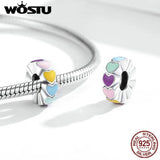 Wostu 925 Silver Half Heart Egg Peach Charm for Bracelet Bangle
