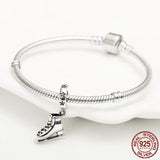 925 Sterling Silver Zircon Skates Beads Charms DIY Jewelry Gift