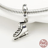 925 Sterling Silver Zircon Skates Beads Charms DIY Jewelry Gift