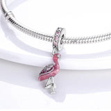 925 Silver Flamingo Charm for Bracelet, Women's Birthday Gift